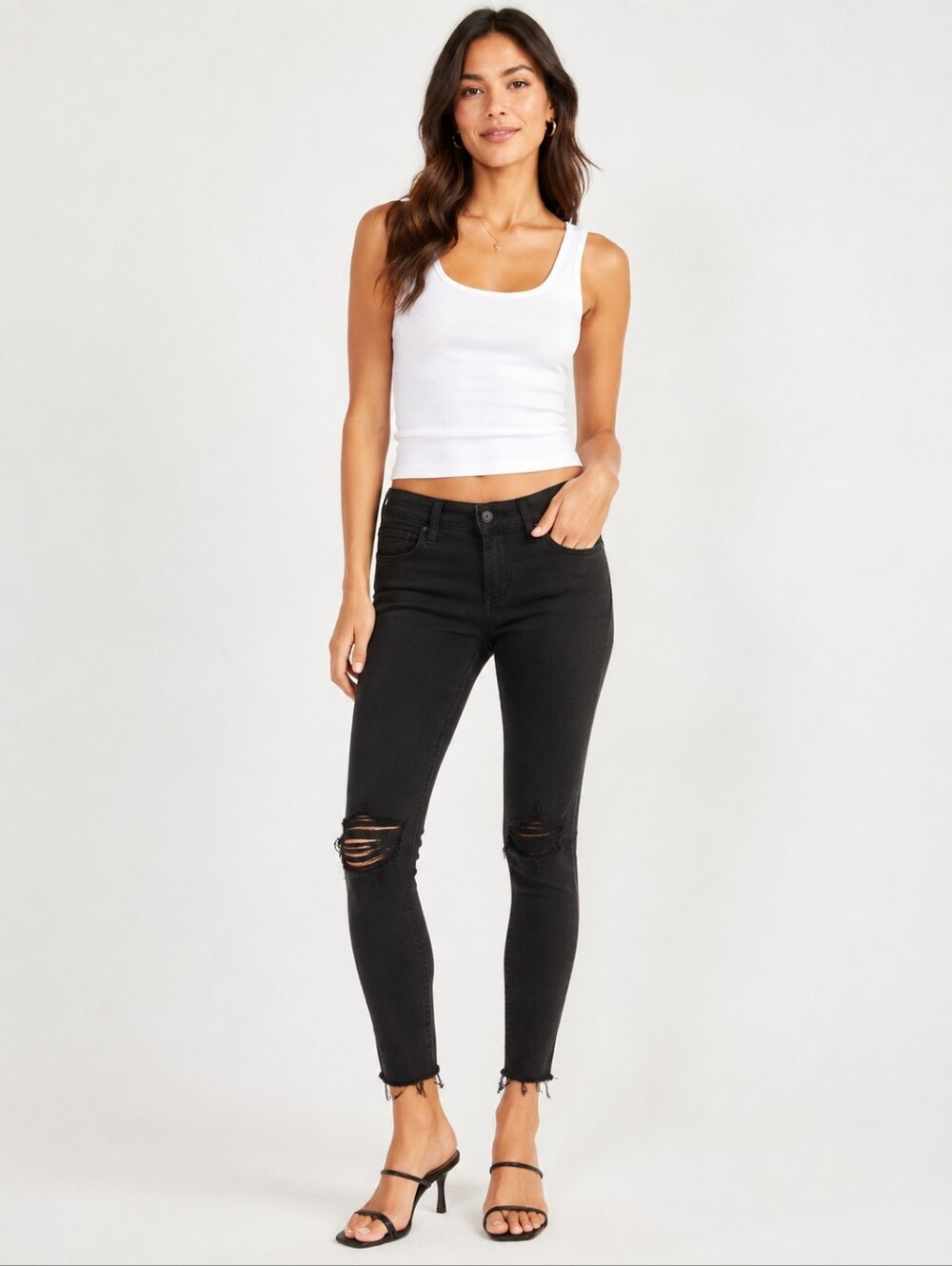 ❤ PAIGE DISTRESSED VERDUGO ANKLE SKINNY JEANS, BLACK DOMINO DESTRUCTED, 2 (26)